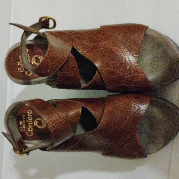 Colleen Cordero Brown Leather Platform Sandal Heel - Picture 3 of 11